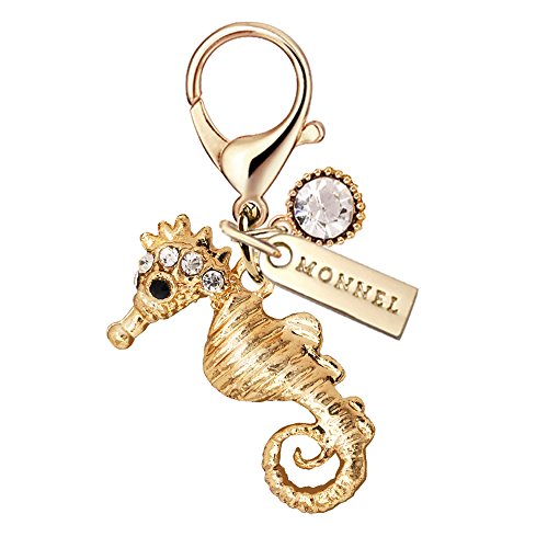 Charm MC51 New Arrival Cute Crystal Sea Horse Lobster Clasp Charm Pendant with Pouch Bag (1 Piece)