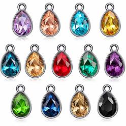 Hicarer 52 Pieces Water Drop Pendants Crystal Beads Pendants Charms Rhinestone Teardrop Pendants Jewelry Findings for Girls