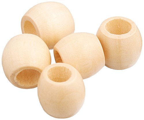 Pepperell PWB1311-03 Barrel Wood Beads, 13mm by 11mm, Natural, 18-Pack