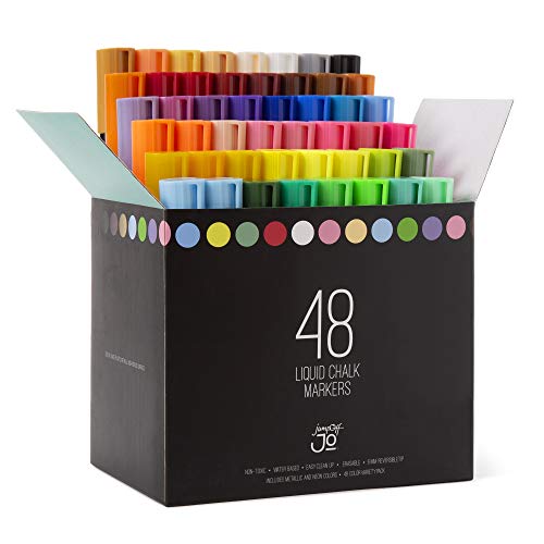 JumpOff Jo - 48 Pack Liquid Chalk Markers â€“ Neon, Metallic, and White Included