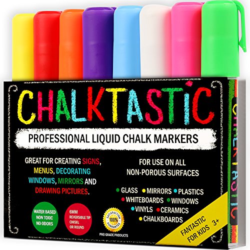 Chalktastic Chalk Markers by Fantastic ChalkTastic Best for Kids Art,  Chalkboard Labels, Menu Board Bistro Boards, 8 Glass Window