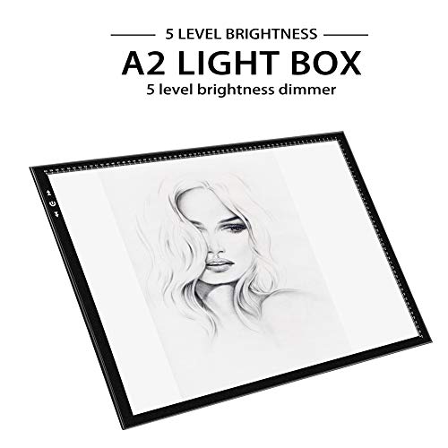 HSK A2 Light Box Light Pad Aluminium Frame Super Thin 5mm/0.2inches Touch  Dimmer 20W Super Bright LED 12V 2A Adapter