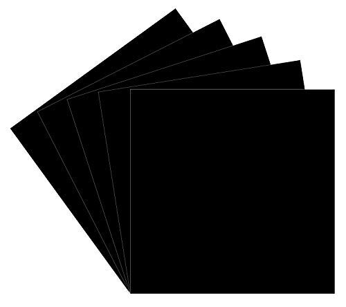 12x12 Black Permanent Adhesive Backed Vinyl Sheets, 5 Pack Gloss Oracal  651 Vinyl Black for Indoor/Outdoor Marking
