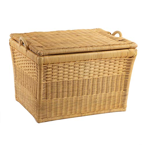 The Basket Lady Lift-Off Lid Wicker Storage Basket, Large, 24.5 in L x 18 in W x 17.5 in H, Antique Walnut Brown