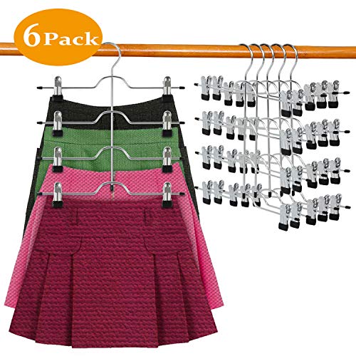 DOIOWN Skirt Hangers 4 Tier Pants Hangers Space Saving Hangers Closet