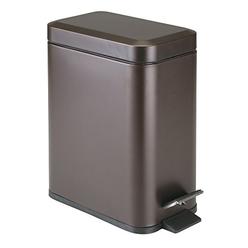 mDesign 1.3 Gallon Rectangular Small Steel Step Trash Can Wastebasket, Garbage Container Bin for Bathroom, Powder Room,