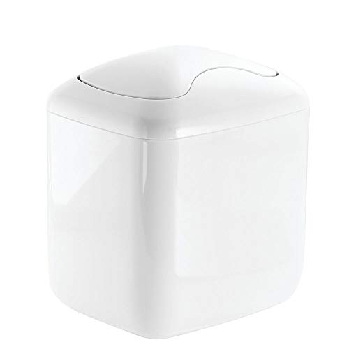 mDesign Modern Plastic Square Mini Wastebasket Trash Can Dispenser with Swing Lid for Bathroom Vanity Countertop or Tabletop