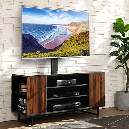 FITUEYES Wood TV Stand Media Console with Mount Base for 32 to 70 inches Flat Screen Industrial Metal Leg TW310601MB