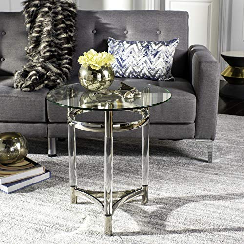 Safavieh Couture Home Letty Glam Silver Acrylic Glass Top End Table