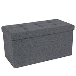 SONGMICS Storage Ottoman Bench, Chest with Lid, Foldable Seat, Bedroom, Hallway, Space-saving, 80L Capacity, Hold up to 660