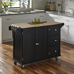 Home Styles Liberty Black Kitchen Cart with Wood Top by Home Styles