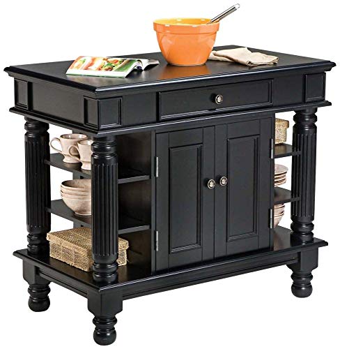 Home Styles Americana Black Kitchen Island with Open Shelving by Home  Styles