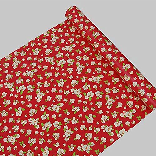 Yifely Vintage Red Shelving Paper Peel & Stick Floral Shelf Liner Countertop Drawer Sticker Redo Old Locker 17.7 Inch by 9.8