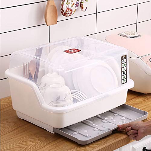 Medium Size Dish Drying Rack and Drain Board with Lid Cover, Tomorotec 16  x 12.2 x 10.6 Nursing Bottle Holder, Kitchen