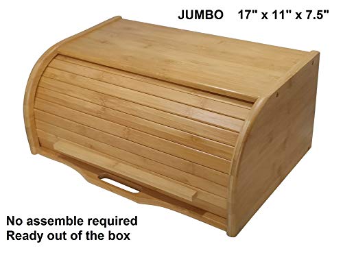 PremiumPresents Large bread box bread basket wooden box storage boxes kitchen counter organizer wooden storage box bread storage. roll top
