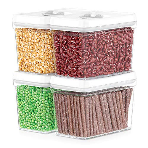 Dwllza Kitchen Airtight Food Storage Containers - Pantry Snacks Kitchen Container, Baking Supplies, 4lb Sugar & Flour Canister - 4 PC Set All Same