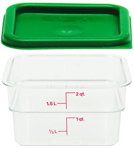 Cambro 2SFSCW135 2 Qt Container with SFC2452 Kelly Lid, 2 Quart, Clear, Green