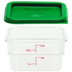 cambro 1 2SFScW135 clear container with SFc2452 Kelly Lid, 2 Quart with Lid, clear, green
