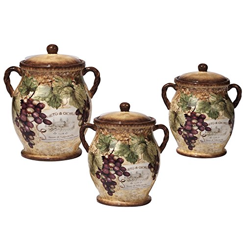Certified International 3 Piece Gilded Wine Canister Set, Multicolored