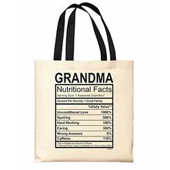 ThisWear New Grandma Gifts Grandma Nutritional Facts Label Fun Gifts for Grandma Black Handle Canvas Tote Bag