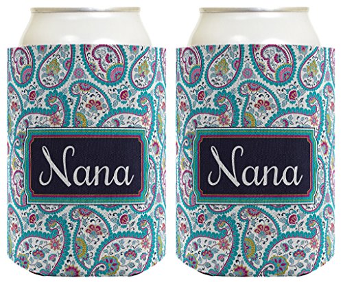 ThisWear Mother's Day Gift for Nana Cute Paisley 2 Pack Can Coolie Drink Coolers Coolies Paisley