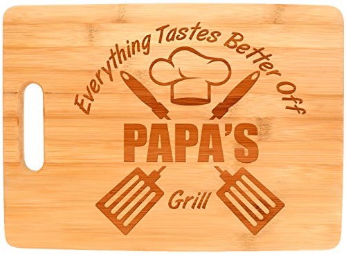 Personalized Gifts Laser Engraved Cutting Board Everything Tastes Better Off Papa's Grill Gifts for Papa Grilling Gifts for Chefs Papa Birthday