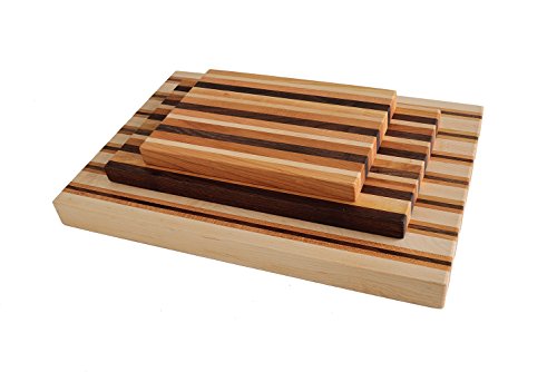 Jonathan Alden Woodworker's Classic American Hardwood Butcher Block Cutting Board, 3 Piece Set
