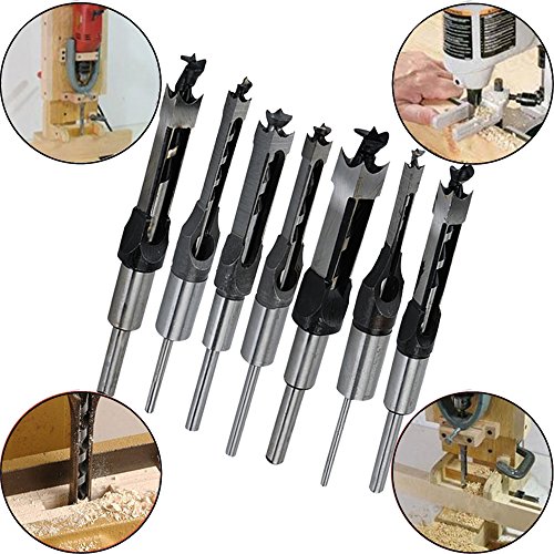 SaferCCTV Square Hole Drill Bit, 7Pcs Woodworking Mortiser Square Drill