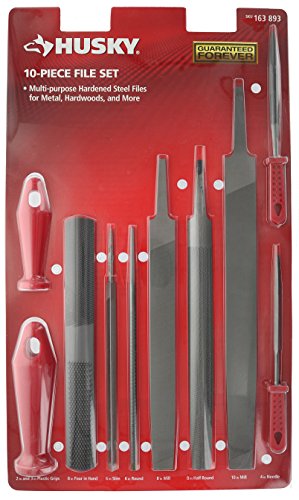 Husky 22105HD 8 Pack of Assorted Files with Interchangeable Plastic Handles for Wood and Metalworking (Metal Brush Not