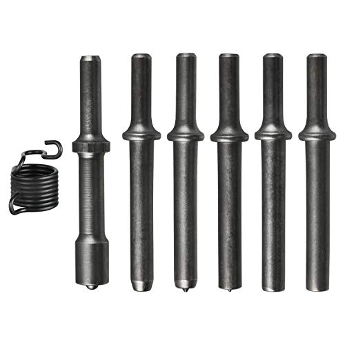 YaeKoo 7 Pcs Air Hammer Bits Accessories 0.401 Shank Heavy Duty Smoothing Pneumatic Air Rivet Hammer Chisel High Carbon Steel Bits