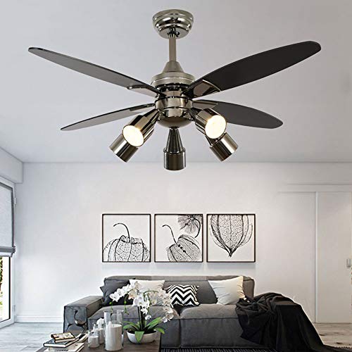 Andersonlight Modern Black Ceiling Fan With 5 Rotatable Light Set, Remote Control, Indoor Quiet Fan Chandelier, 48-inch