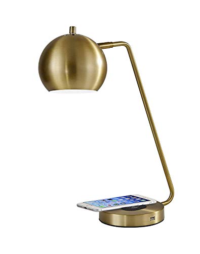 Adesso 5131-21 Emerson Desk Lamp WirelessÂ Charging, 7W LED, 5W QI,Â USB Port, Indoor Lighting Lamps