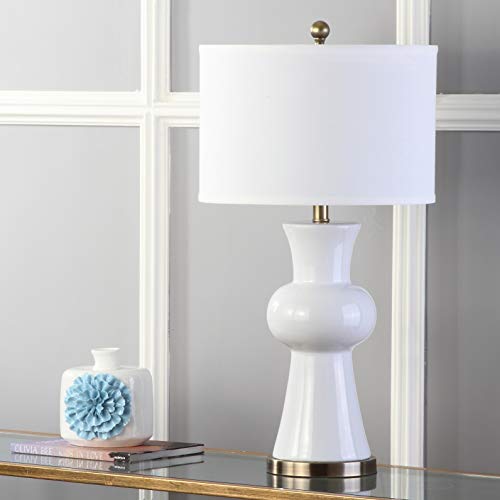 Safavieh LITS4150B Lighting Lola White Column 30-inch (Bulb Included) Table Lamp