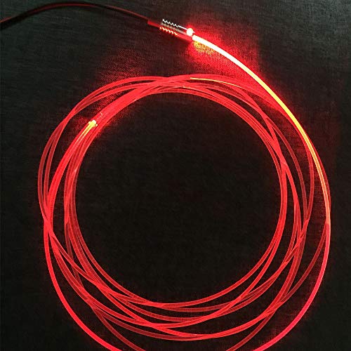 Fortoo 3mm 5meters/16ft PMMA Optic Fiber Cable Side Glow With 12V 1.5W LED Aluminum Illuminator Light Source For Home Car DIY (Red)