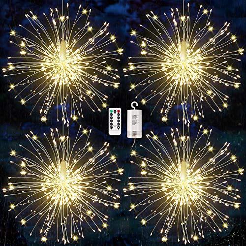 Kikilive 4 pack Firework Lights, Starburst Lights LED Copper Wire Fireworks Lights Fairy Lights Christmas Fireworks Hanging Dimmable