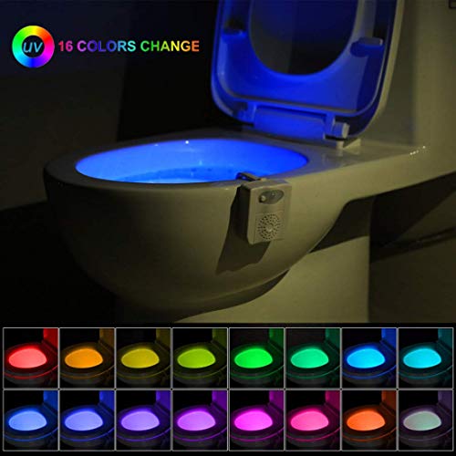 Zezhou Toilet Lights Motion Detection, 16 Color Change Motion Sensor  Activated, Fun Bathroom LED Lamp Inside Potty Bowl with UV 