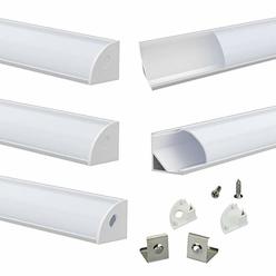 Muzata V-Shape LED Channel System with Milky White Cover Lens Frosted Diffuser,Silver Aluminum Extrusion Profile Housing