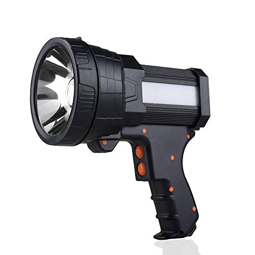 YIERBLUE Rechargeable spotlight, Super Bright 6000 Lumen LED Flashlight Handheld spotlight 10000mAh Long Lasting Large