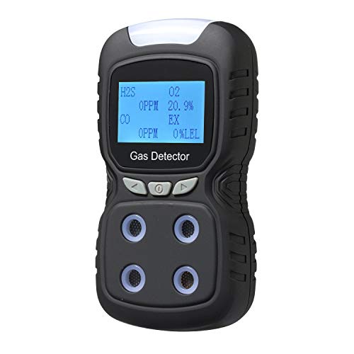 Vzmcov Gas Detector, Rechargeable Portable 4 in 1 Gas Clip 4Gas