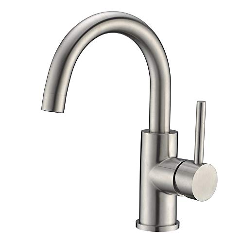 CREA Bar Sink Faucet Crea Stainless Steel Farmhouse Bathroom Lavatory Sink Faucet Mixer,Small Kitchen Faucet Tap Brushed Nickel