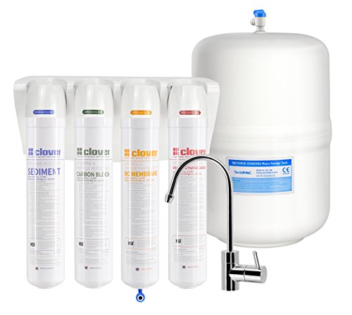 Clover Easy-Install Compact Reverse Osmosis Drinking Water Filter System, 5-Stage in 4 Filters (Includes Quick-Connect