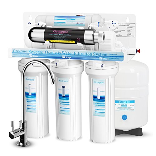 Geekpure 6-Stage Reverse Osmosis Drinking Water Filter System with Ultraviolet UV Filter-NSF Certified Membrane Removes Up to