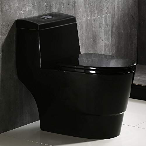 WOODBRIDGE T-0015 T-0015/B0941 Dual Flush Elongated One Piece Toilet with Soft Closing Seat, Comfort Height, Water Sense,