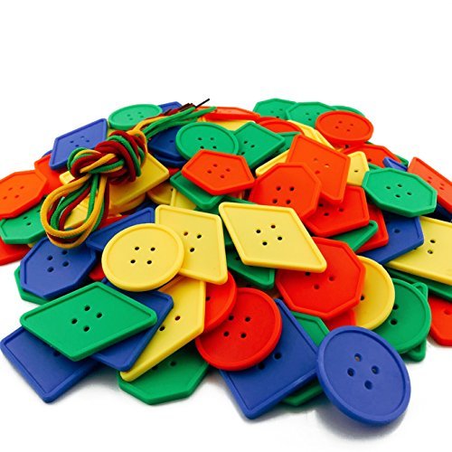 DLOnline 120 PCS Button Puzzle Toy,Big Button Threading Toy,Button Lacing Toy,Button Toys,Big Bag of Buttons,Buttons