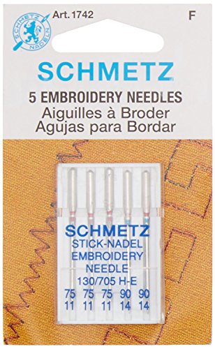 Euro Notions Euro-Notions Embroidery Machine Needles, Size 3-75/2-90, 5-Pack
