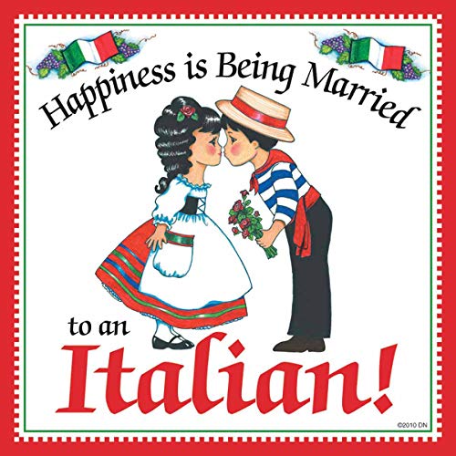 Essence of Europe Gifts E.H.G Happiness is Being Married to an Italian Decorative Wall Tile Italian Gift Idea