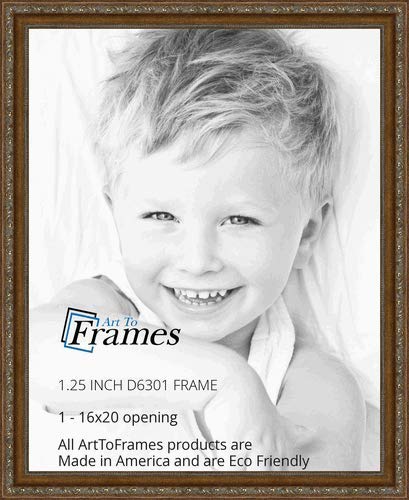 ArtToFrames 16x20 inch Dark Gold with Beads Wood Picture Frame, WOMD6301-16x20