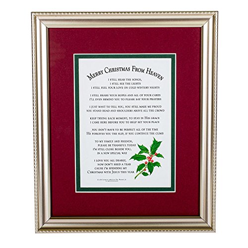 Merry Christmas from Heaven Elegant Frame - Religious Memorial Bereavement Sympathy Poem in a Antique Silver/ Pewter Patina