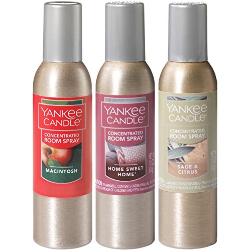 Yankee Candle Concentrated Room Sprays: Macintosh, Home Sweet Home, Sage & Citrus; Set of 3 Popular Fragrances