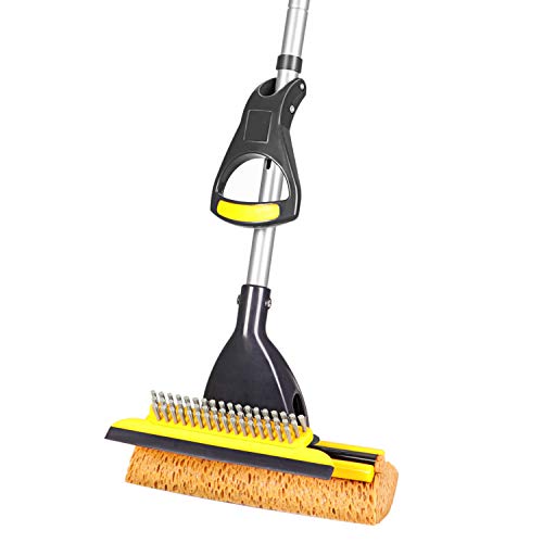 Yocada Sponge Mop Home Commercial Use Tile Floor Bathroom Garage Cleaning with Squeegee and Extendable Telescopic Long Handle